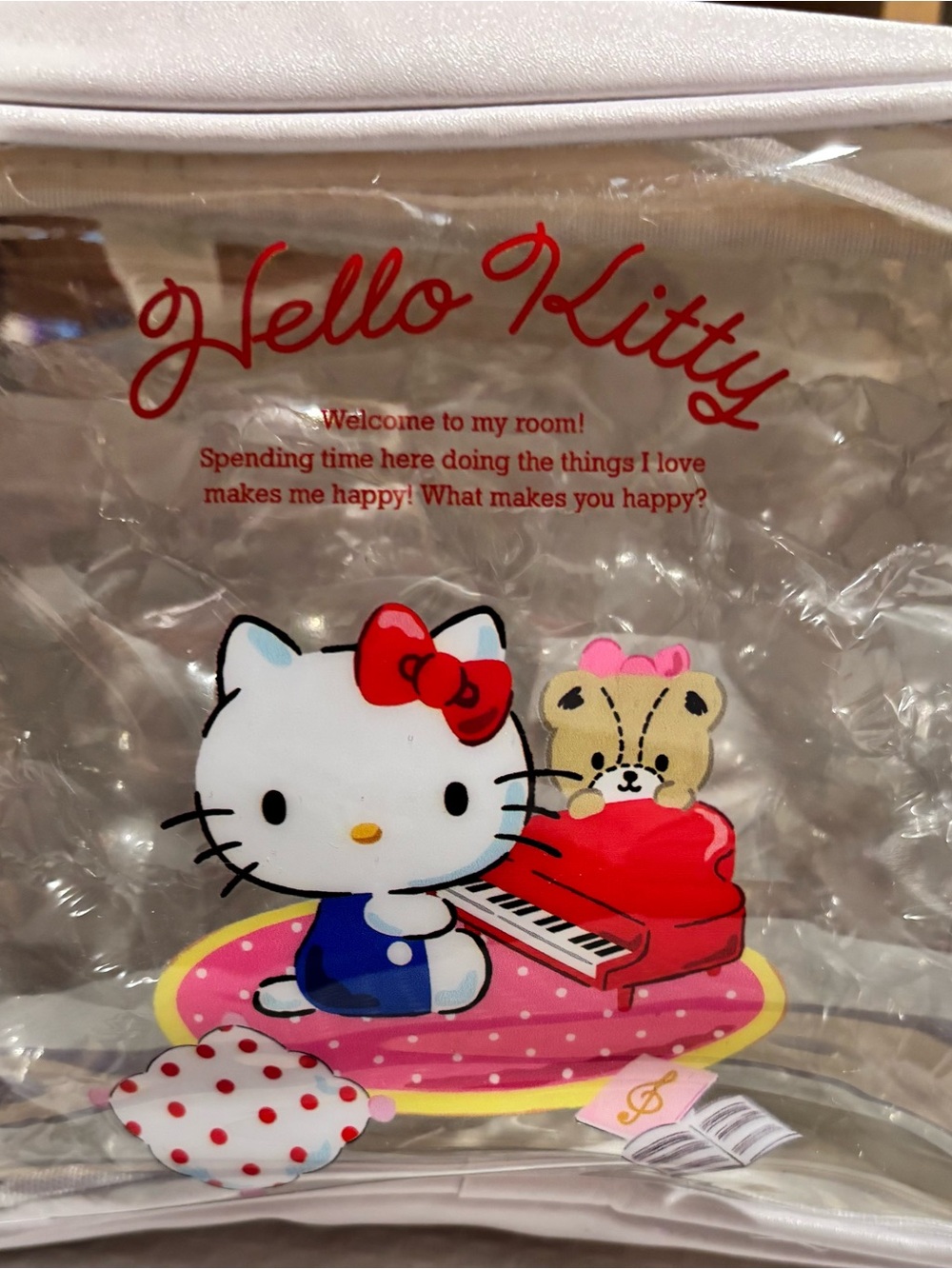 Hello Kitty Clear Makeup Travel Bag in White and Red